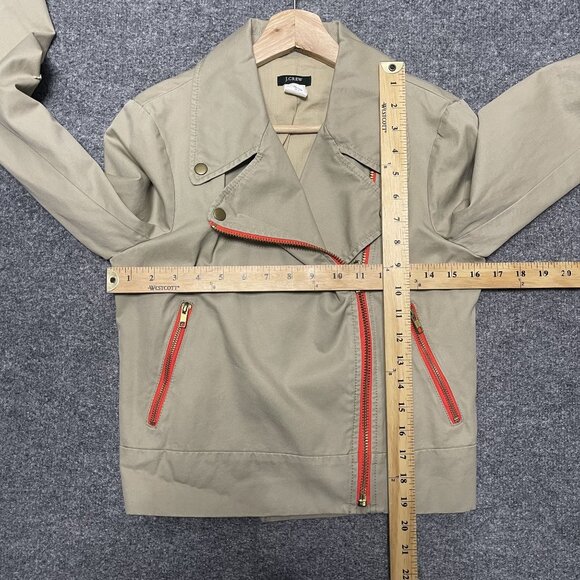 J.Crew Womens Beige Cotton Moto Jacket Size 6 - Picture 8 of 8